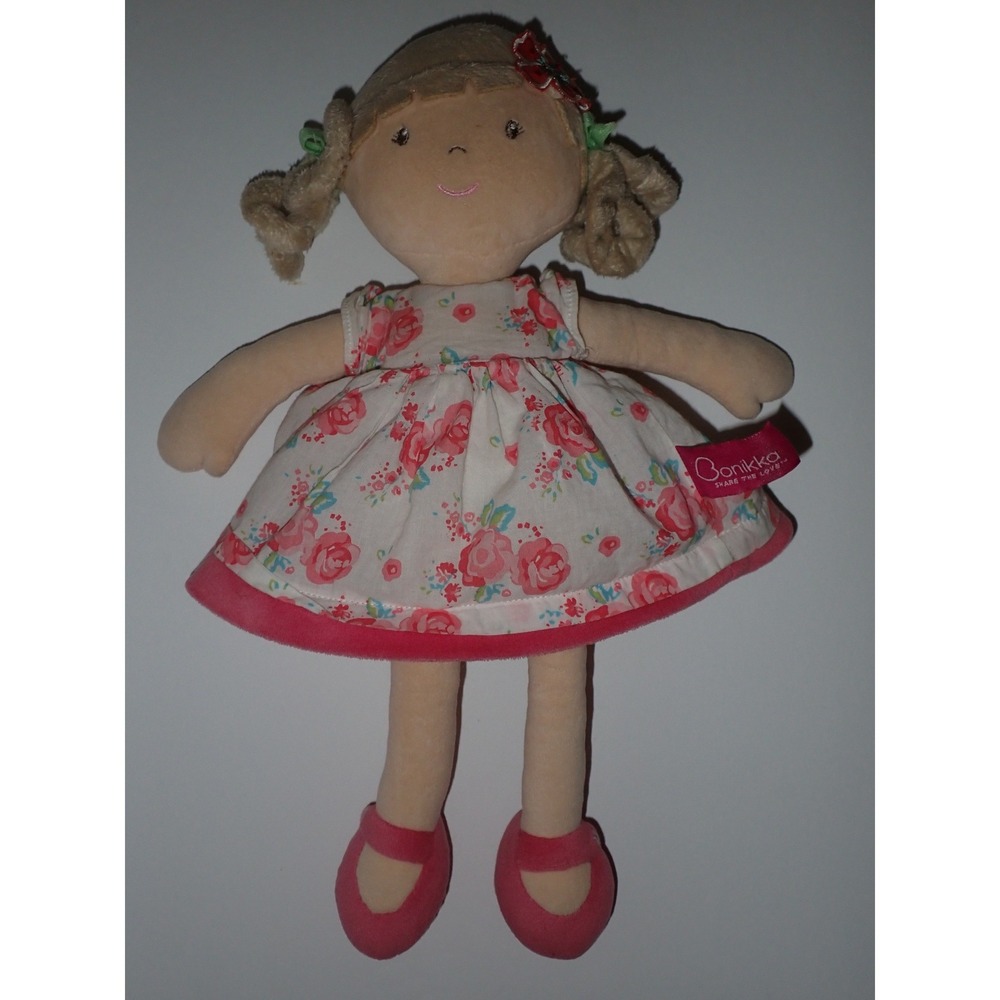 Bonikka Kids Soft Rag Doll Floral Dress Plush Toy 12 inch